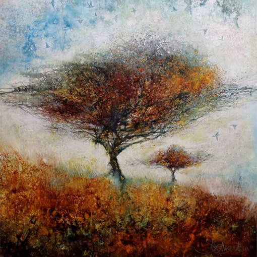 ‘The Blessing Trees (Dartmoor Hawthorns)’ Stewart Edmondson, mixed media, 2026.