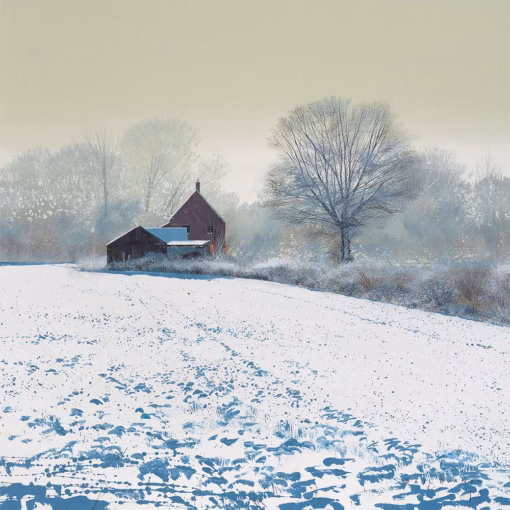 ‘Morning Light near Lavenham’ Paul Evans, acrylic on canvas, 2017.