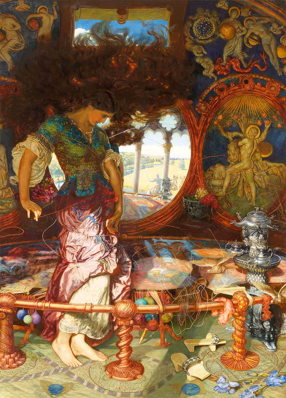 ‘Lady of Shalott’, Edward Robert Hughes & William Holman Hunt, oil on canvas, painted between 1888 and 1905.
